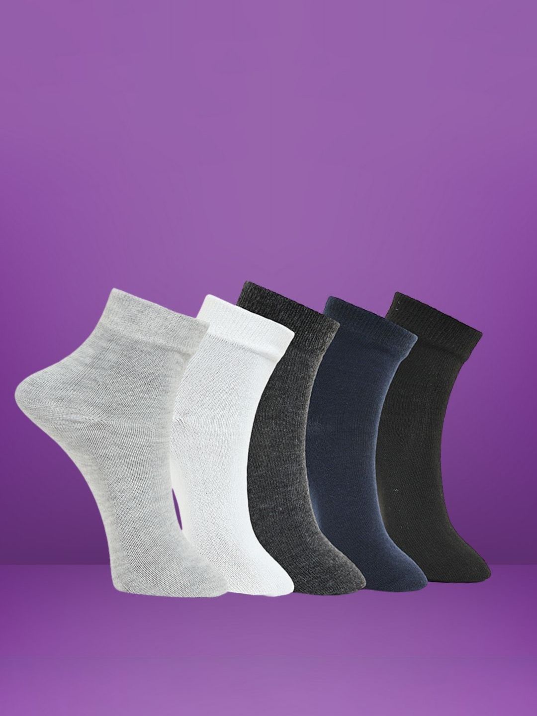 MJE Unisex Pack Of 5 Everyday Lightweight Ankle-Length Socks-picture-22
