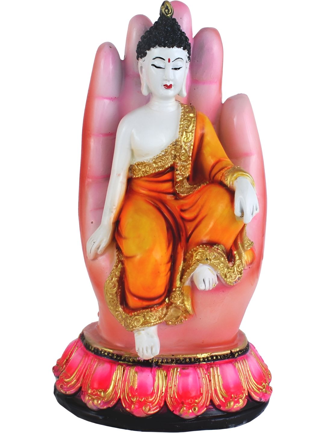 Aura White & Orange Colored Lord Buddha Idol Showpiece-picture-57