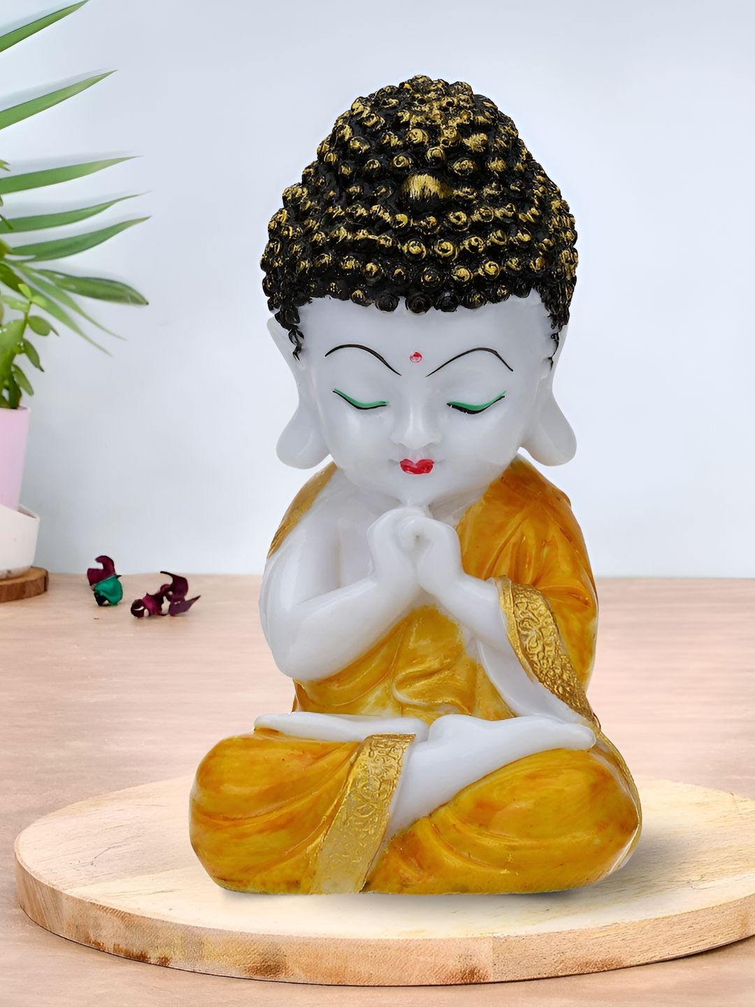 Aura White & Yellow Buddha Idol Showpiece-image-39