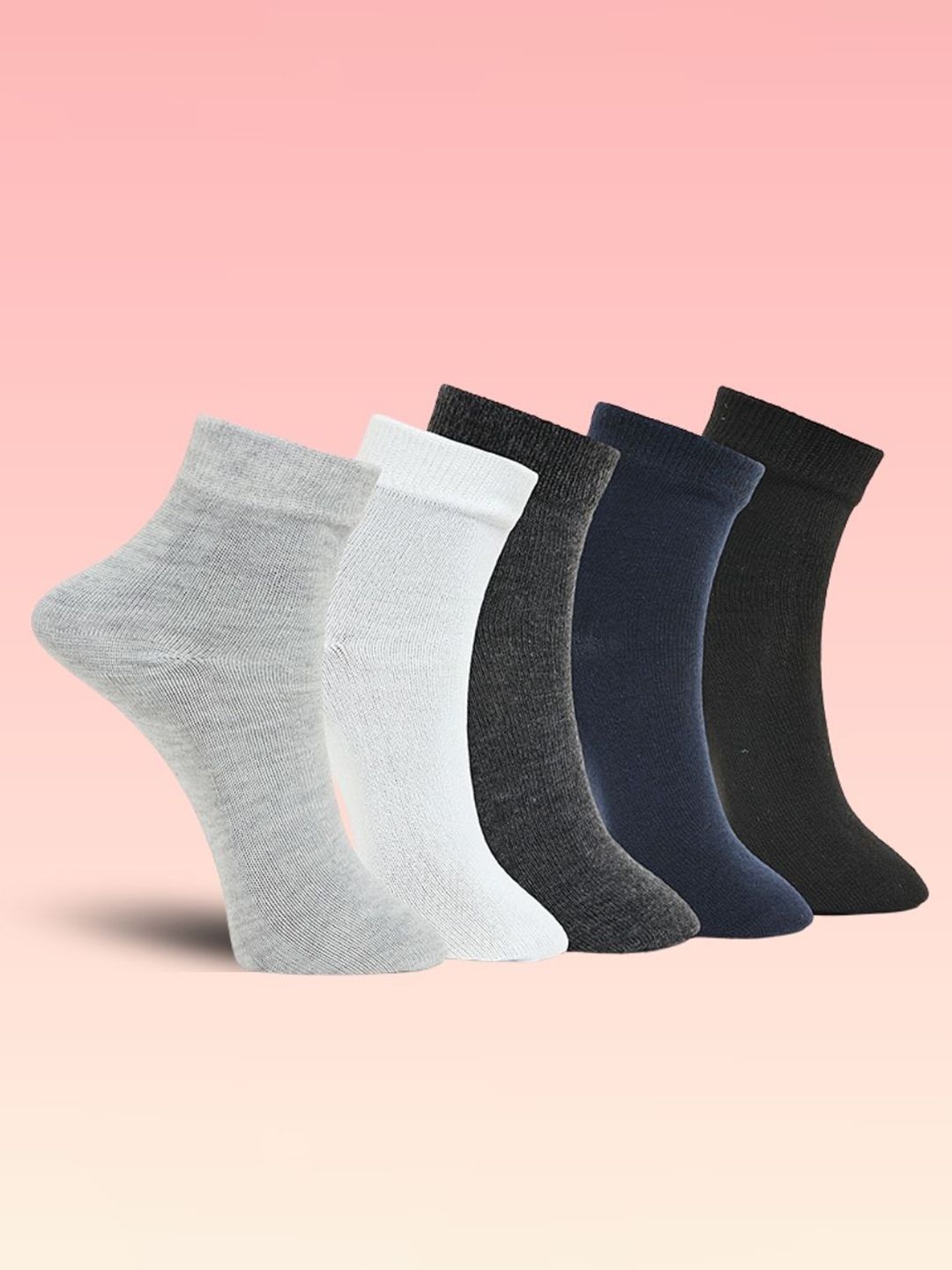 MJE Pack Of 5 Moisture-Wicking Ankle-Length Socks-picture-47
