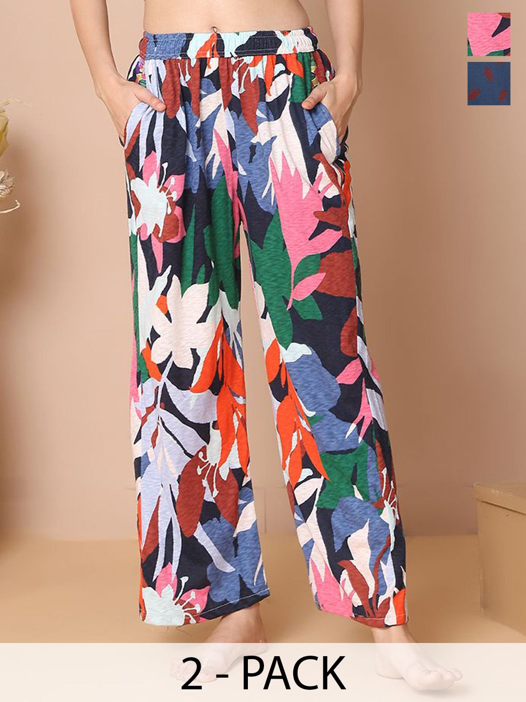 TAG 7 Pack Of 2 Printed Cotton Mid-Rise Lounge Pants-picture-29