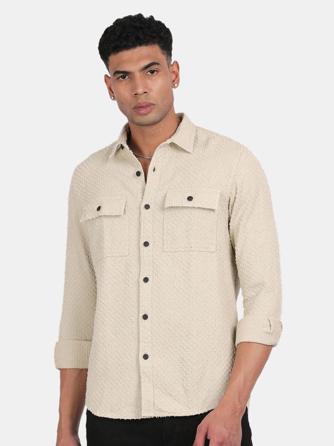 Blu MNKY Men Smart Slim Fit Solid Spread Collar Casual Shirt-picture-34