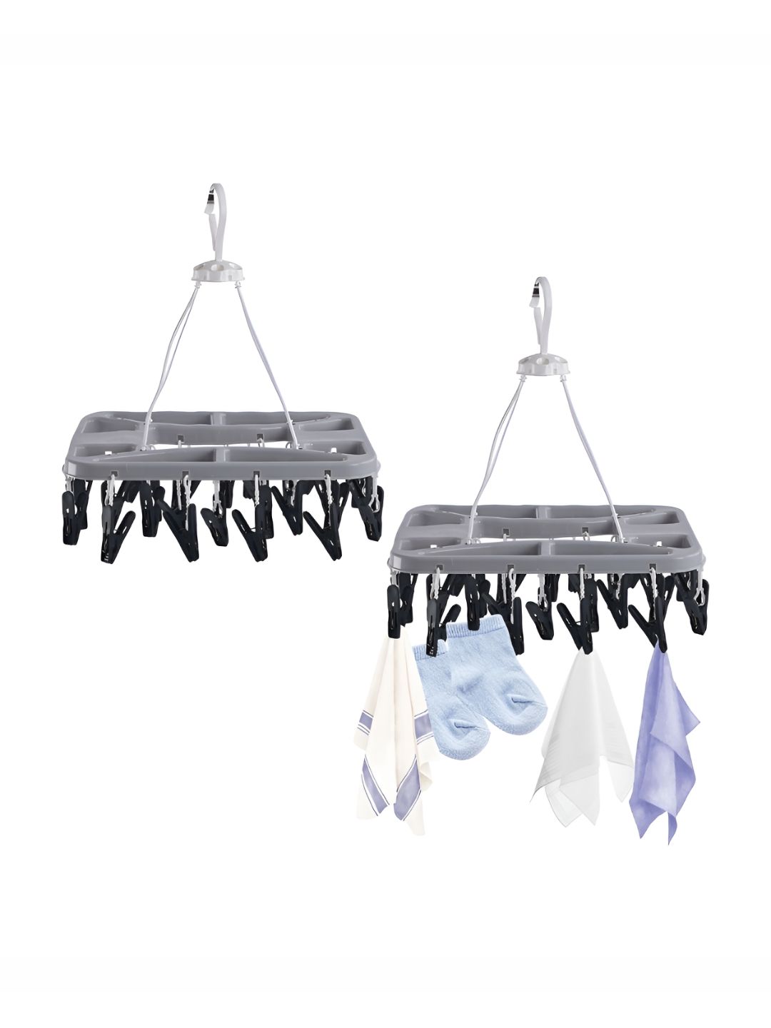 Aura Set Of 2 Grey Cloth Drying Stand Hanger