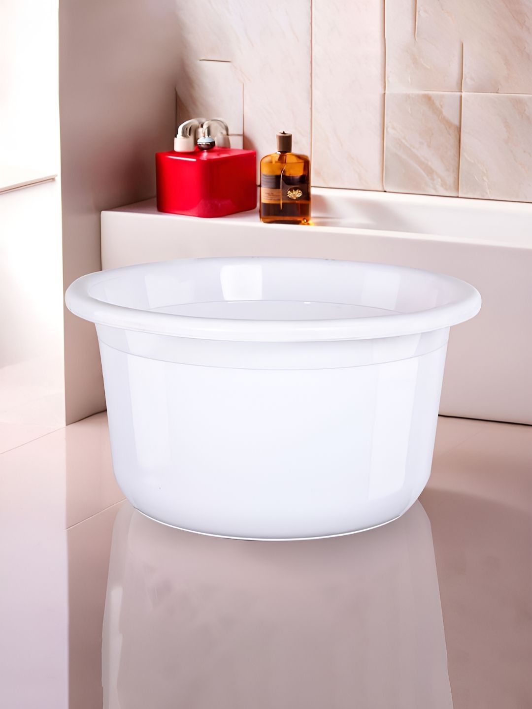 Aura White Solid Plastic Bath Accessories Set-picture-30