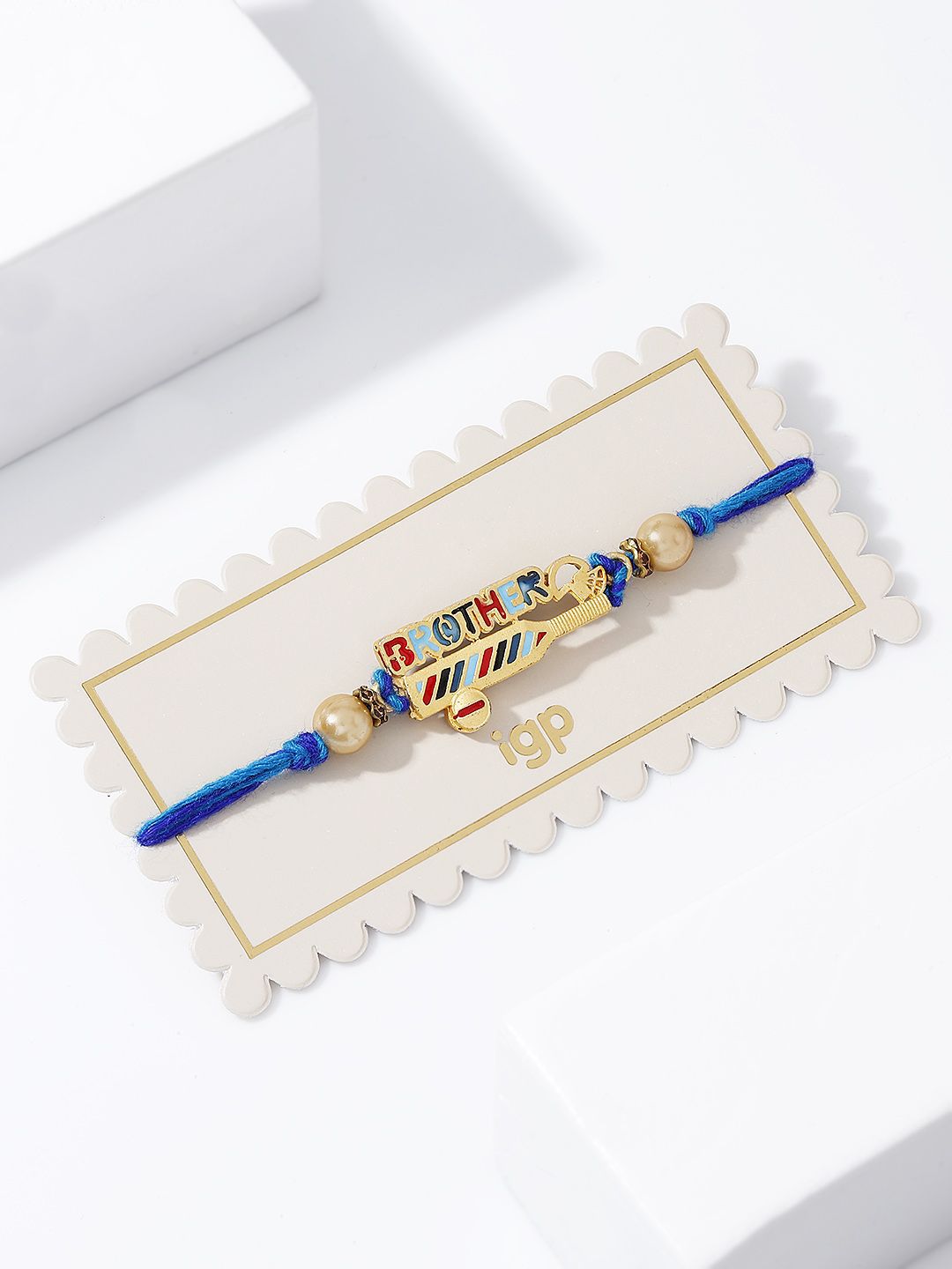 IGP Thread Cricket Bat Brother Beaded Rakhi-picture-35