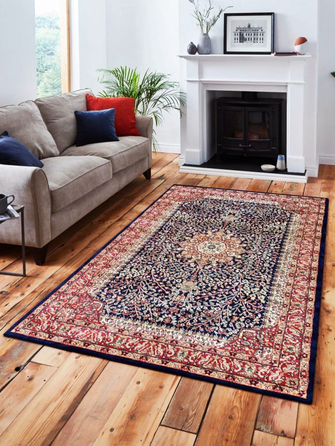 Carpet Decore Blue & Red Ethnic Motifs Printed Water Resistant Carpet-image-19