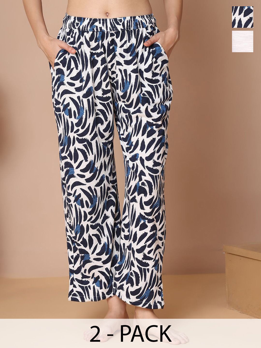 TAG 7 Pack Of 2 Printed Cotton Mid-Rise Lounge Pants-picture-25