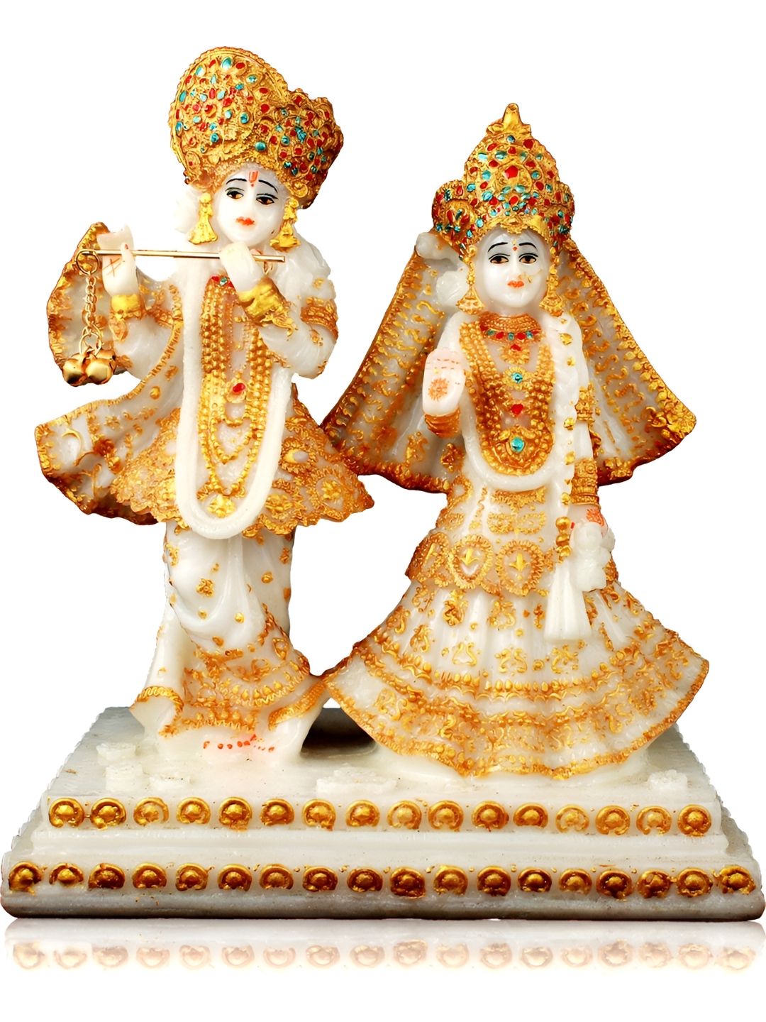 Aura White & Gold Toned Lord Radha Krishna Religious Idol Showpiece-picture-19