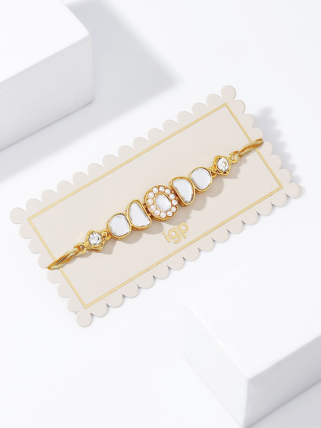 IGP Thread Pearls Beaded & Kundan Studded Rakhi-picture-21