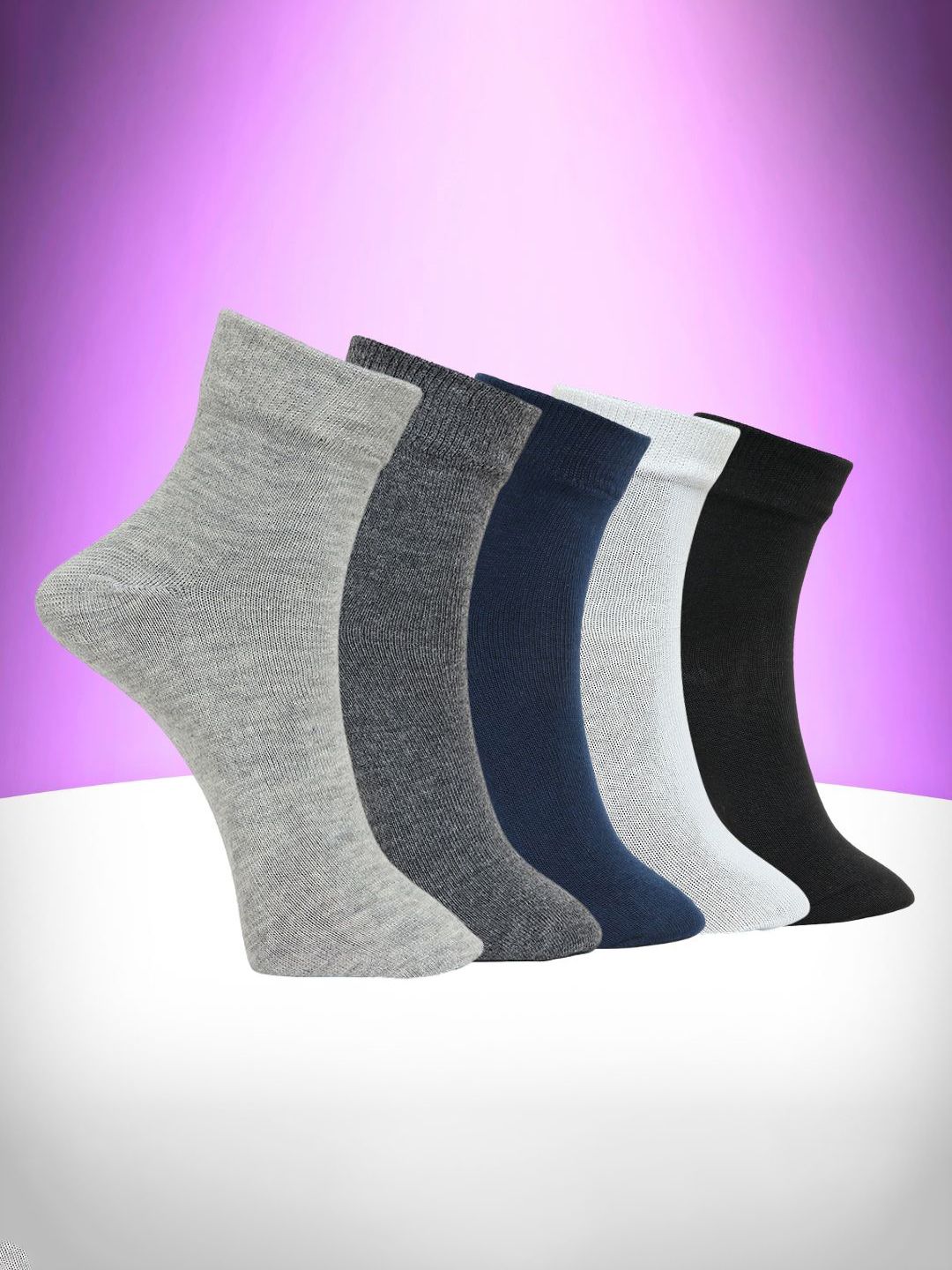 MJE Unisex Pack Of 5 Everyday Lightweight Ankle-Length Socks-picture-50