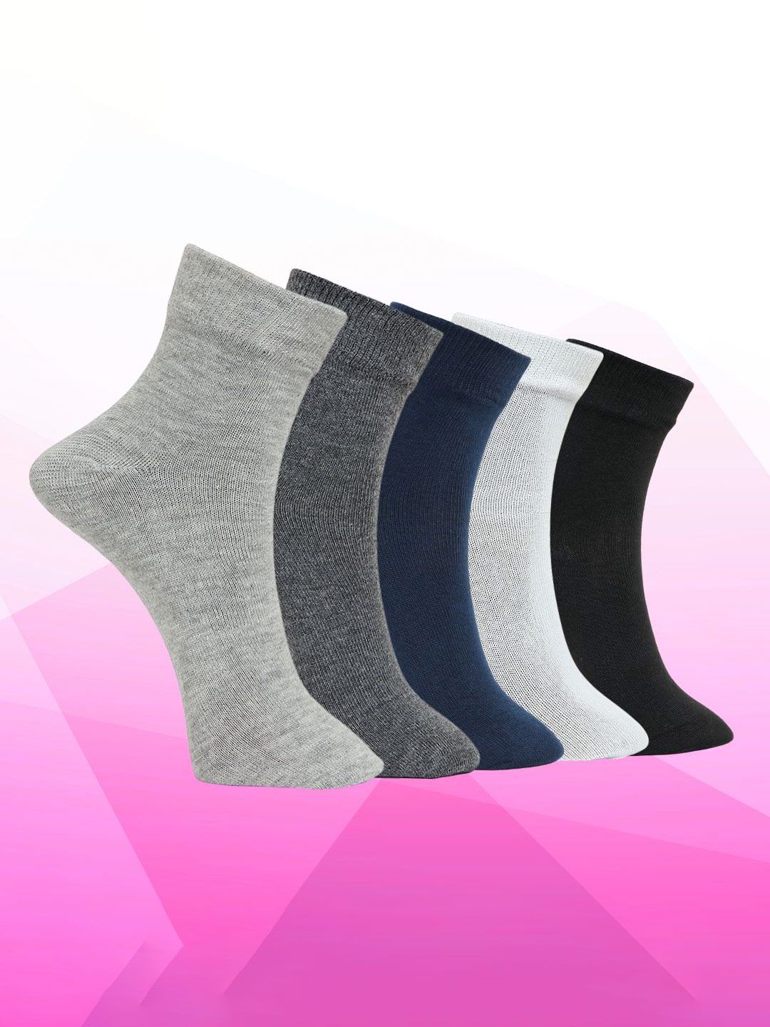 MJE Unisex Pack Of 5 Comfortable Ankle-Length Socks-image-45