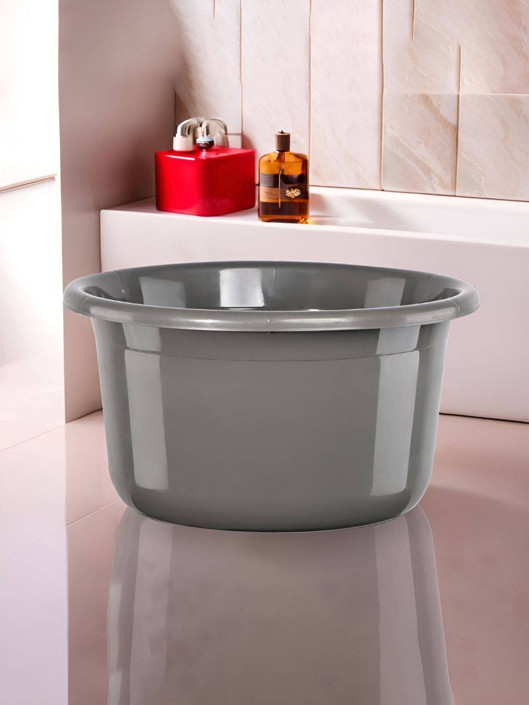 Aura Grey Solid Plastic Bath Accessories Set-image-7