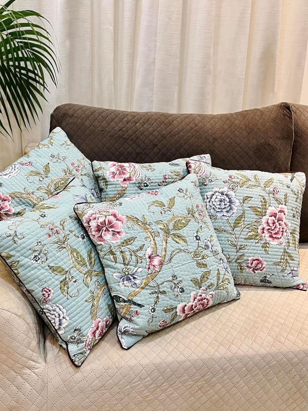 Jaipur Weaves Green & Pink 2 Pieces Square Cotton Cushion Covers-picture-10