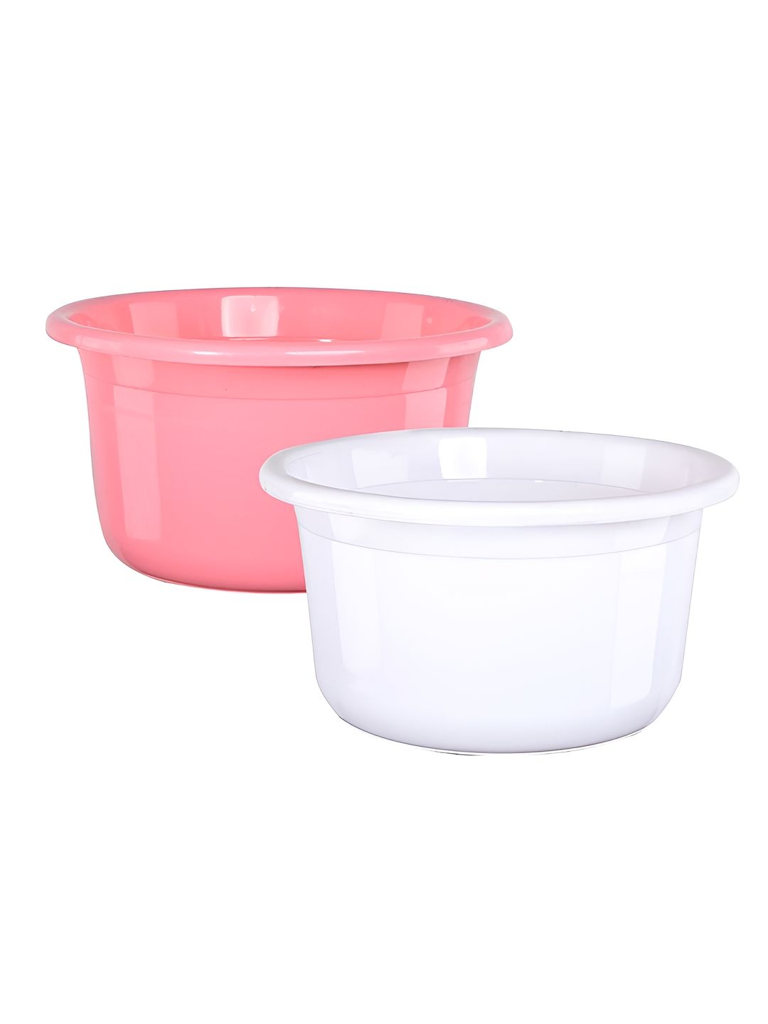 Aura Pink & White Set Of 2 piece Solid Plastic Bath Accessories Set-picture-46