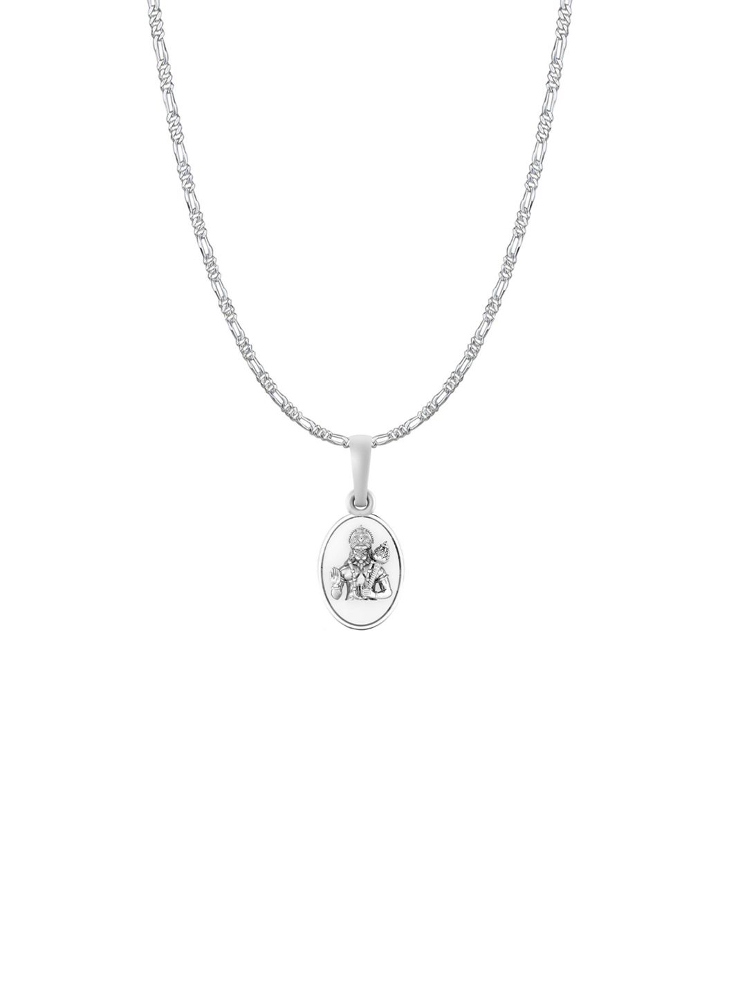 AKSHAT SAPPHIRE Men 925 Sterling Silver Contemporary Hanuman Pendant With Figaro Chain-picture-32