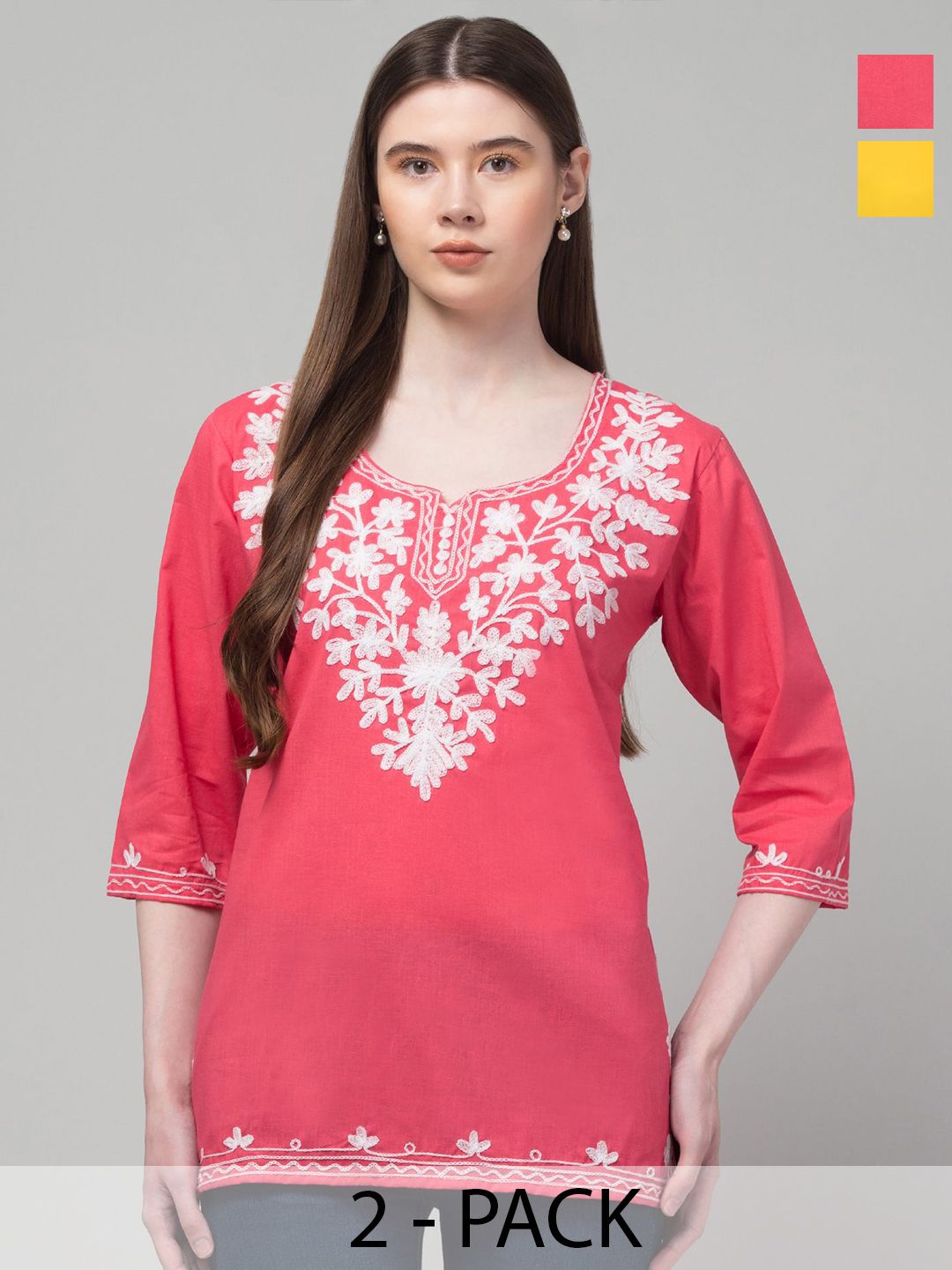 Aura Glam Ethnic Motifs Embroidered Kurti-image-44