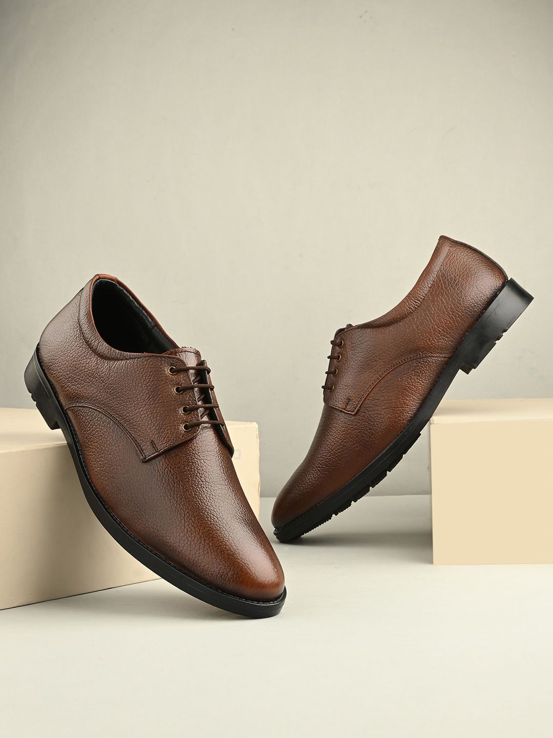 HERE&NOW Men Leather Formal Derbys-picture-36