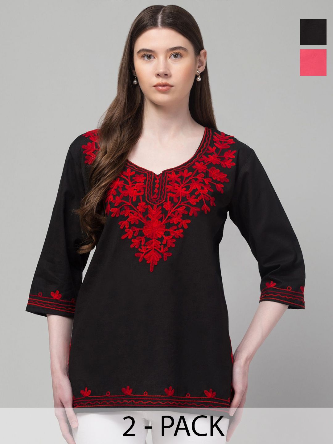 Aura Glam Ethnic Motifs Embroidered Thread Work Thread Work Kurti-picture-26