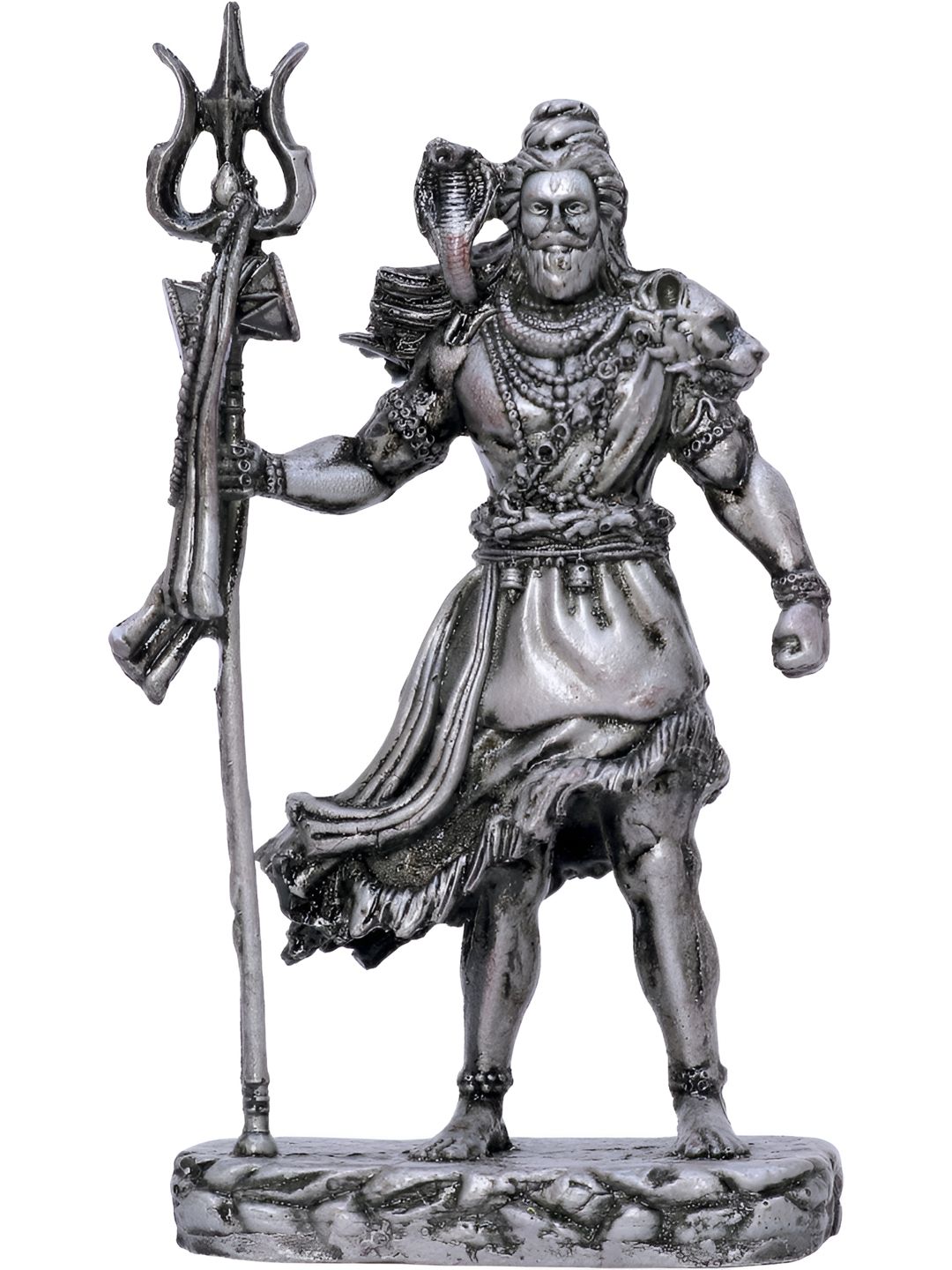 Aura Silver Toned & Black Lord Shiva Religious Idol Showpiece-image-6