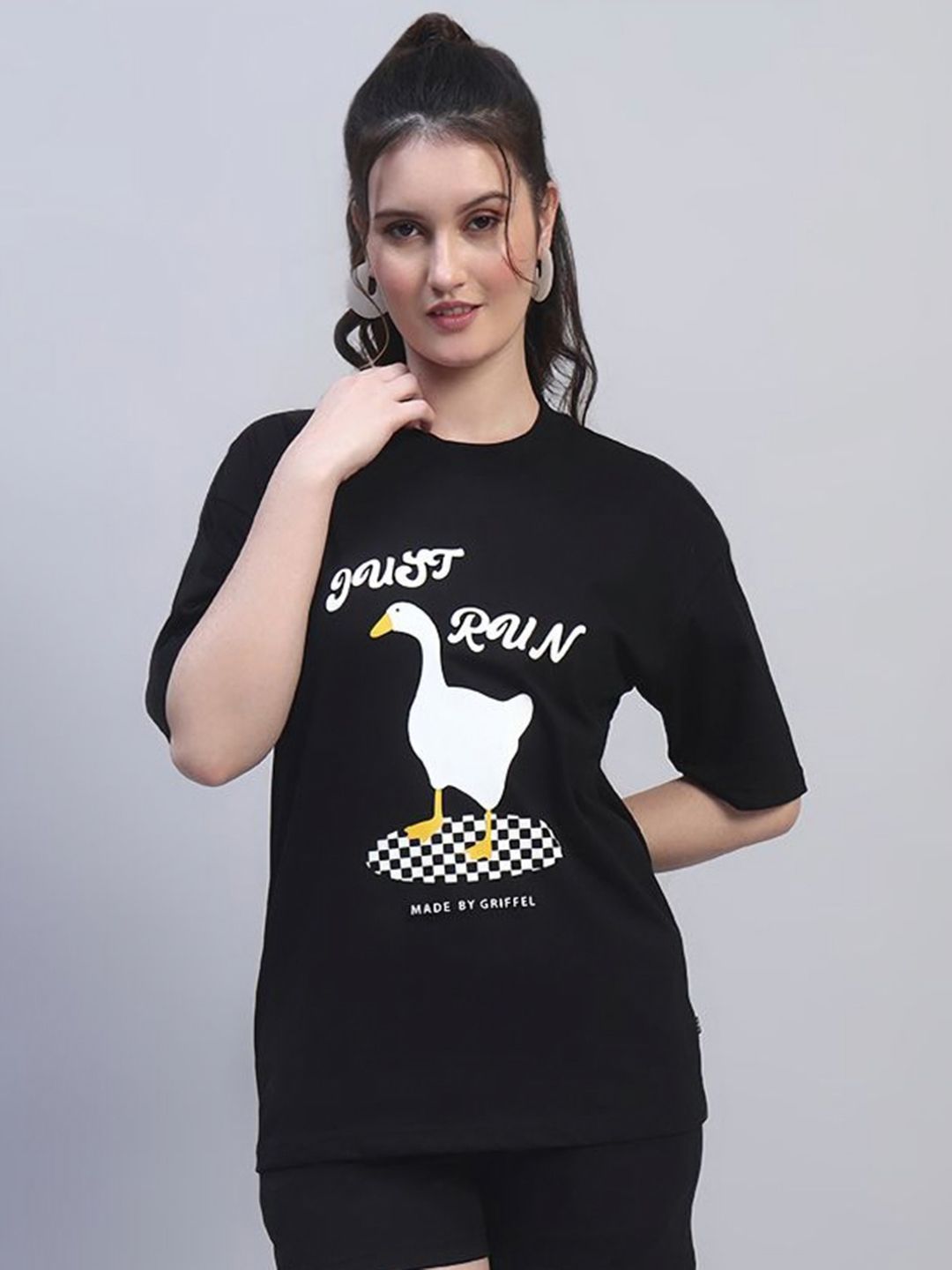 GRIFFEL Women Graphic Printed Drop-Shoulder Sleeves Ultralite T-shirt-picture-31