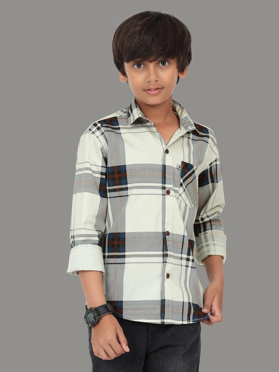 AIDAN PAUL Boys Comfort Tartan Checks Checked Casual Shirt-picture-37