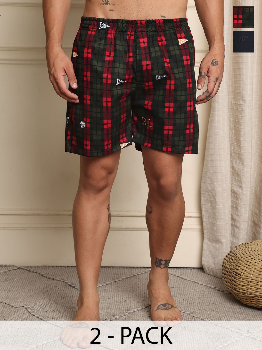 Mast & Harbour Pack Of 2 Printed Cotton Boxers BOXCOM42-S-picture-21