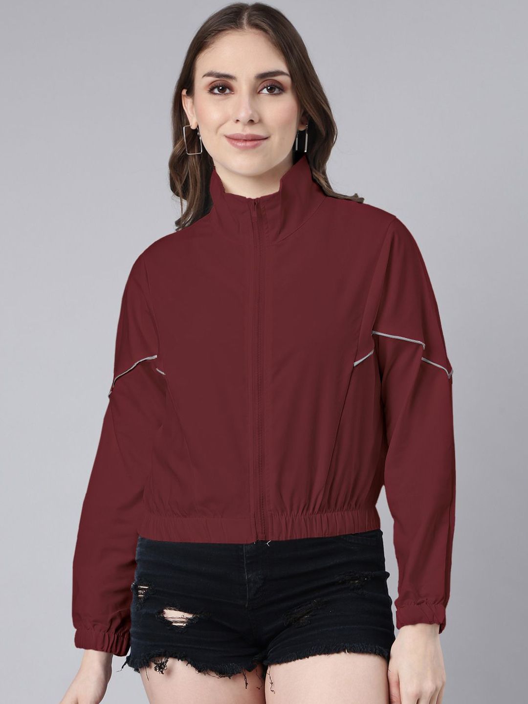 SHOWOFF Women Mock Collar Windcheater Jacket