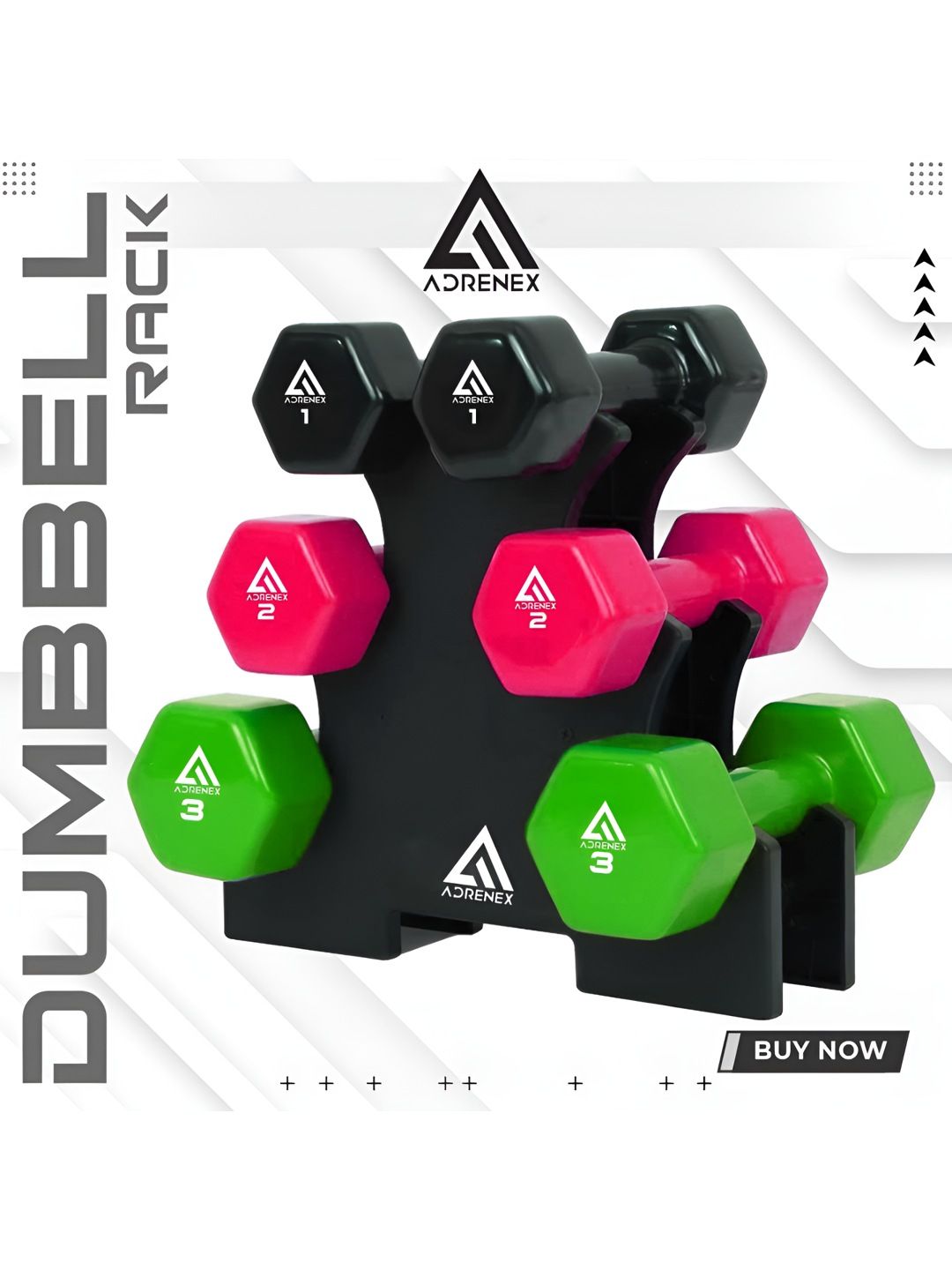 ADRENEX 6Pcs Hexagon Fixed Weight Dumbbell -12 kg-picture-40