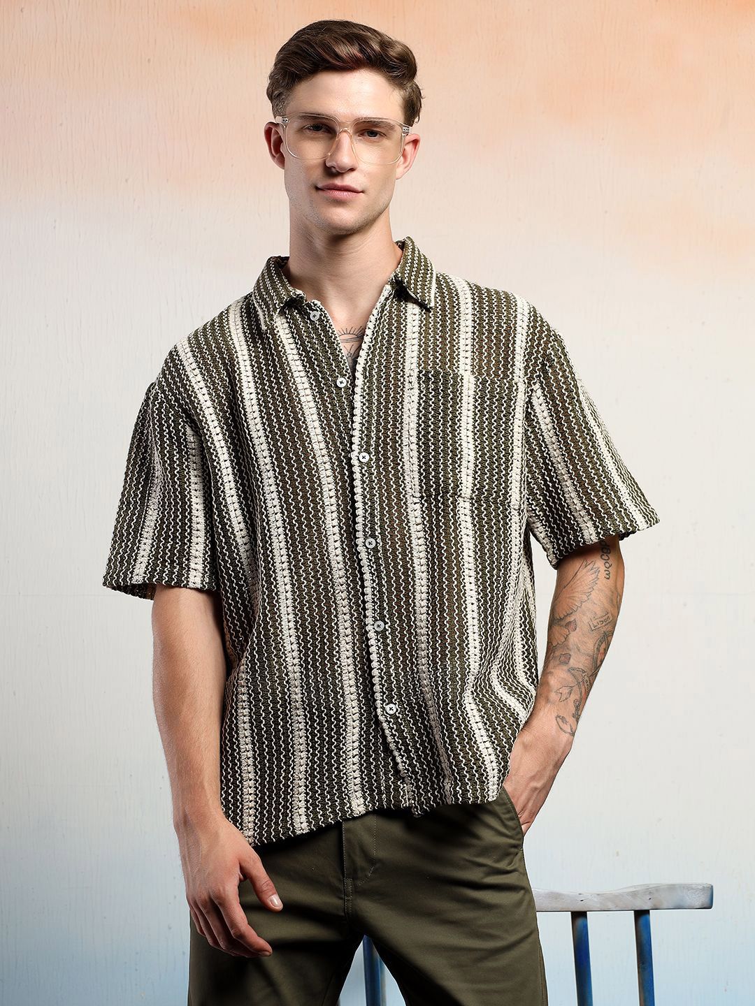 Stylecast X Kotty Men Relaxed Multi Stripes Striped Casual Shirt-image-2