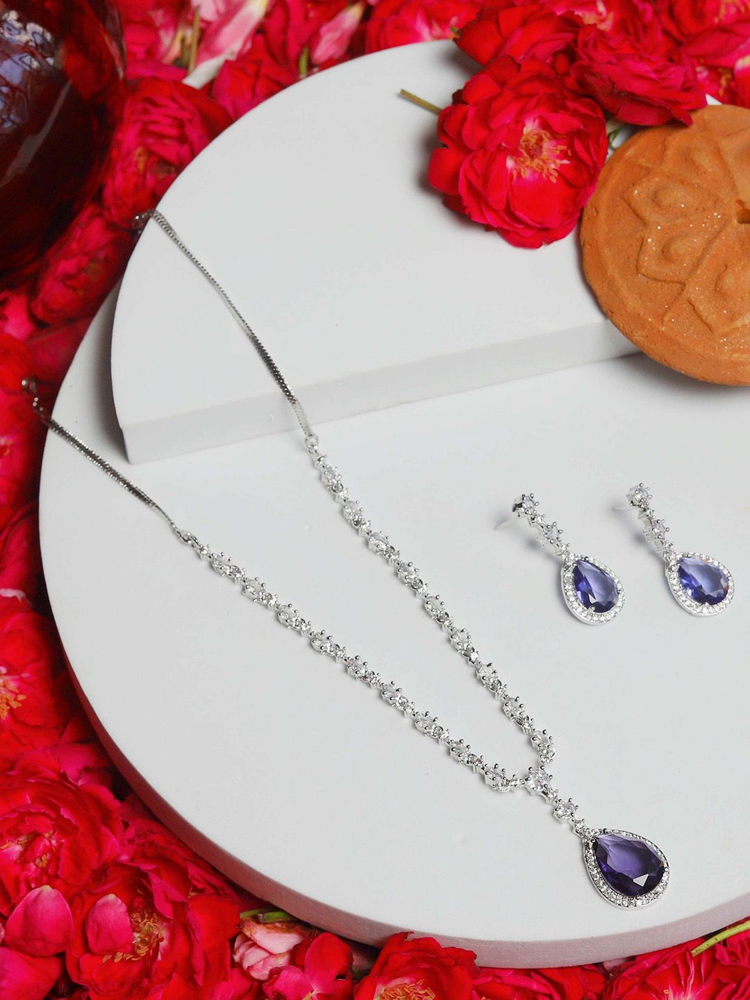 BlingNation Rhodium-Plated American Diamond Studded JewellerySet-picture-25