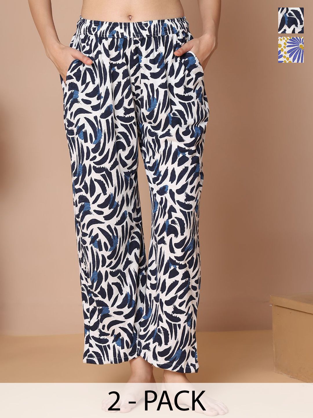TAG 7 Pack Of 2 Printed Cotton Mid-Rise Lounge Pants-picture-28