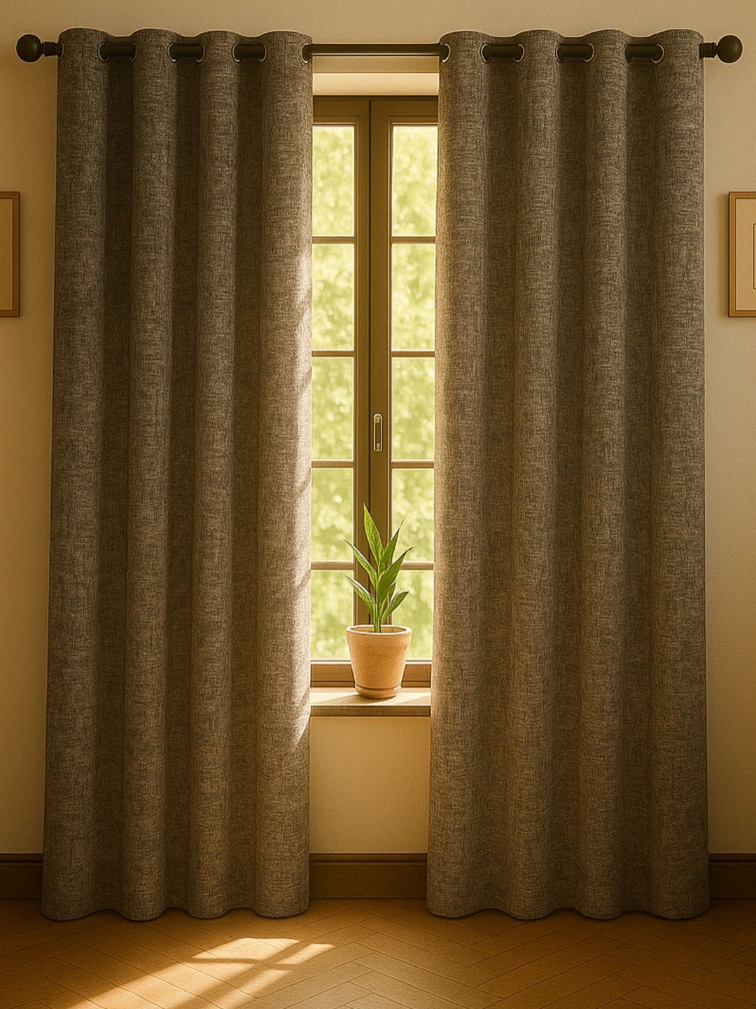 STITCHNEST Grey Set Of 2 Black Out Long Door Curtains-picture-36