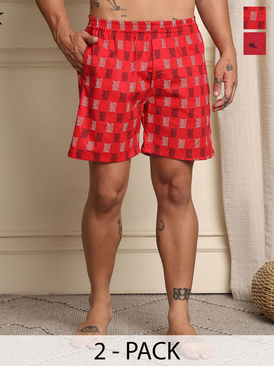 Mast & Harbour Pack Of 2 Printed Cotton Boxers BOXCOM153-S-picture-29