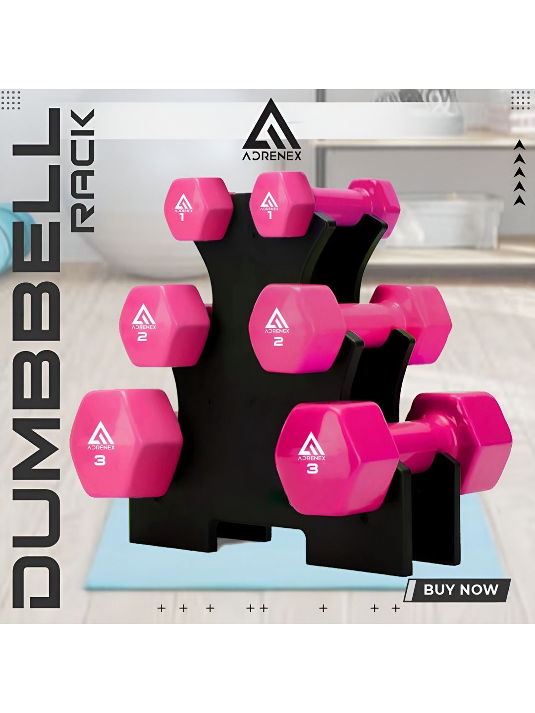 ADRENEX Set Of 6 Fixed Weight Dumbbells - 12 Kg-picture-13