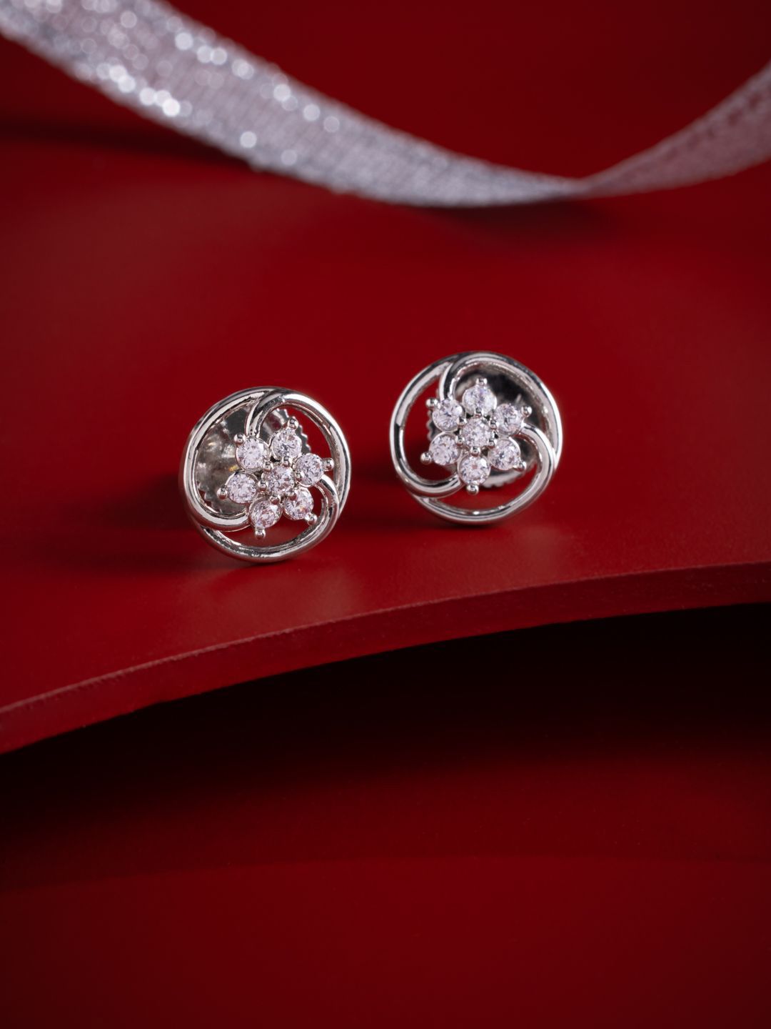 Kushal's Fashion Jewellery Rhodium-Plated Classic Zircon Studs Earrings-picture-24