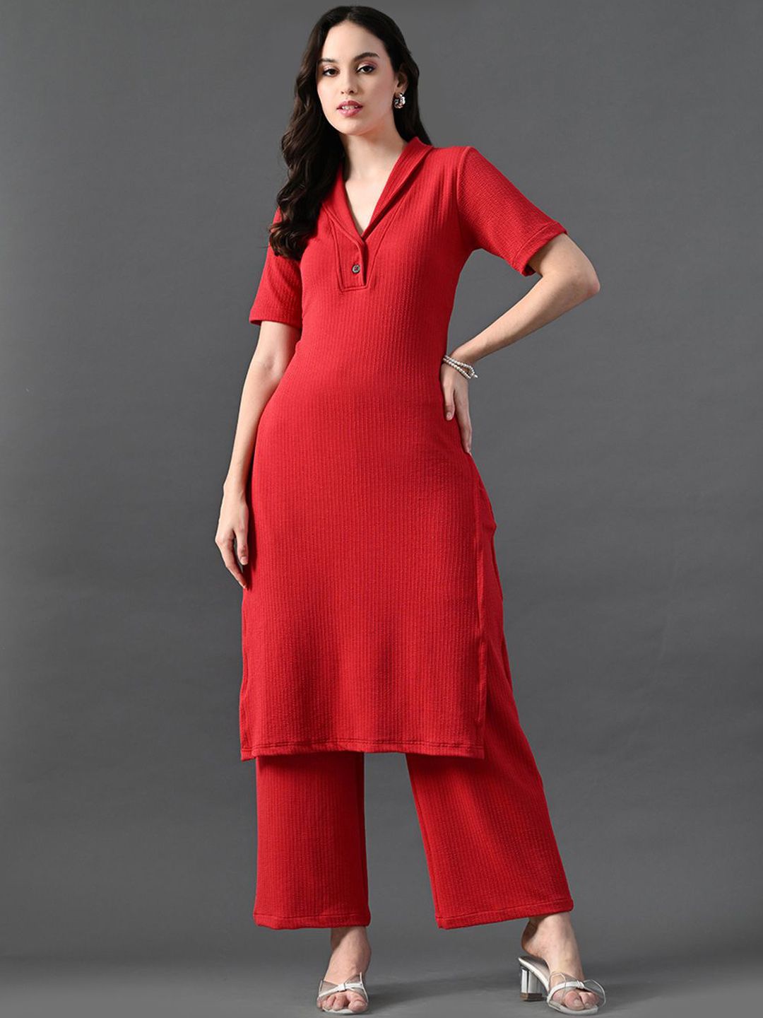 HERE&NOW Women Textured Kurta with Trousers