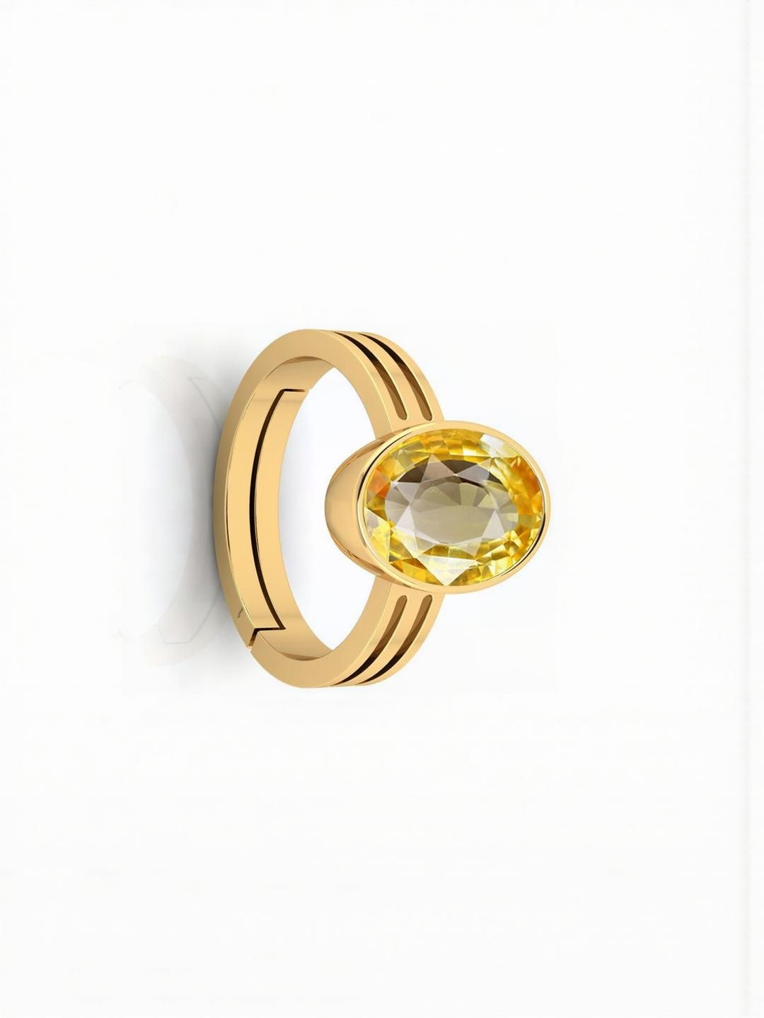 Sidharth Gems 9.25 Ratti 8.25 KT Gold Plated Yellow Sapphire Ring-picture-22