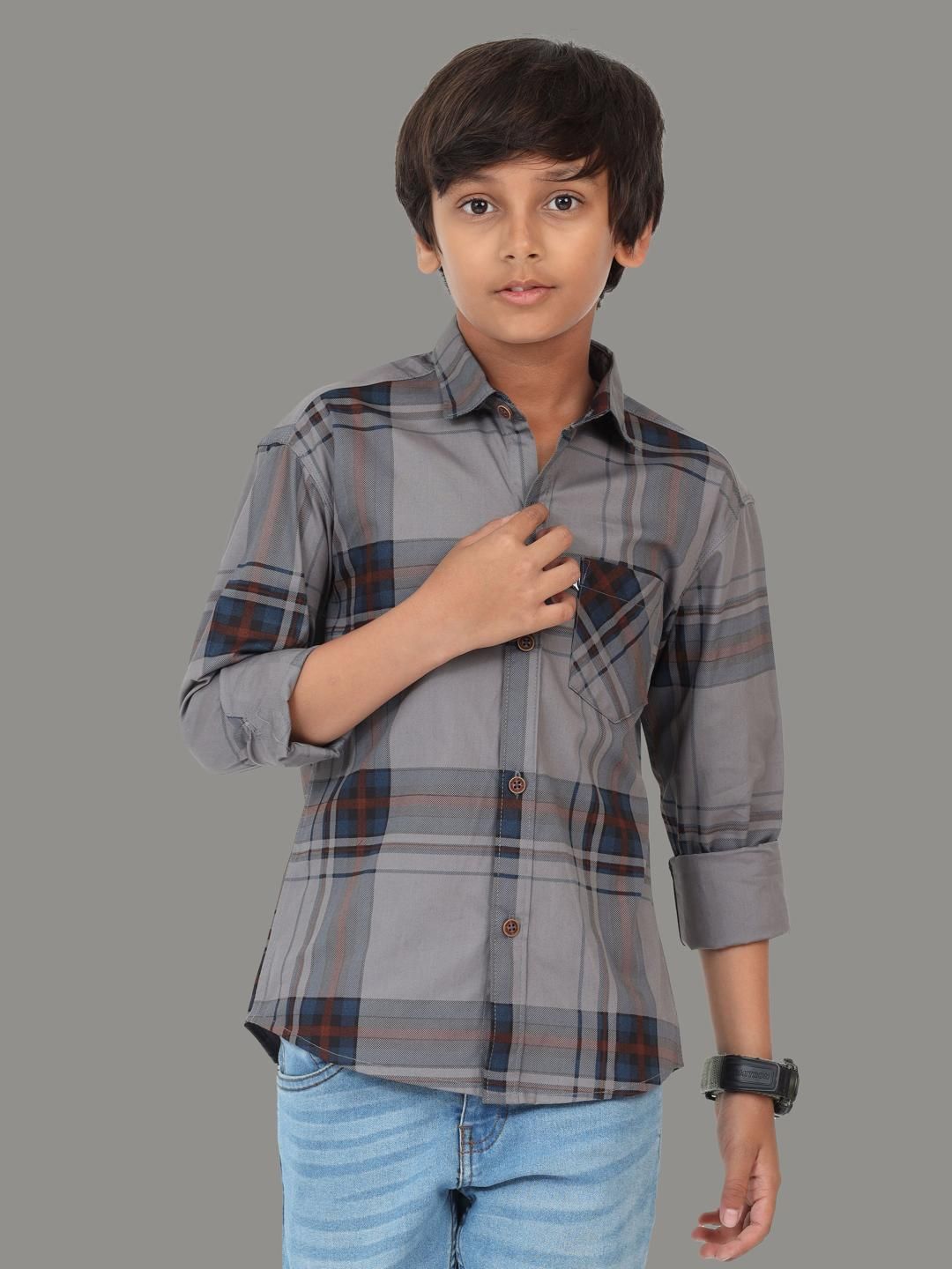 AIDAN PAUL Boys Comfort Tartan Checks Checked Casual Shirt-picture-32