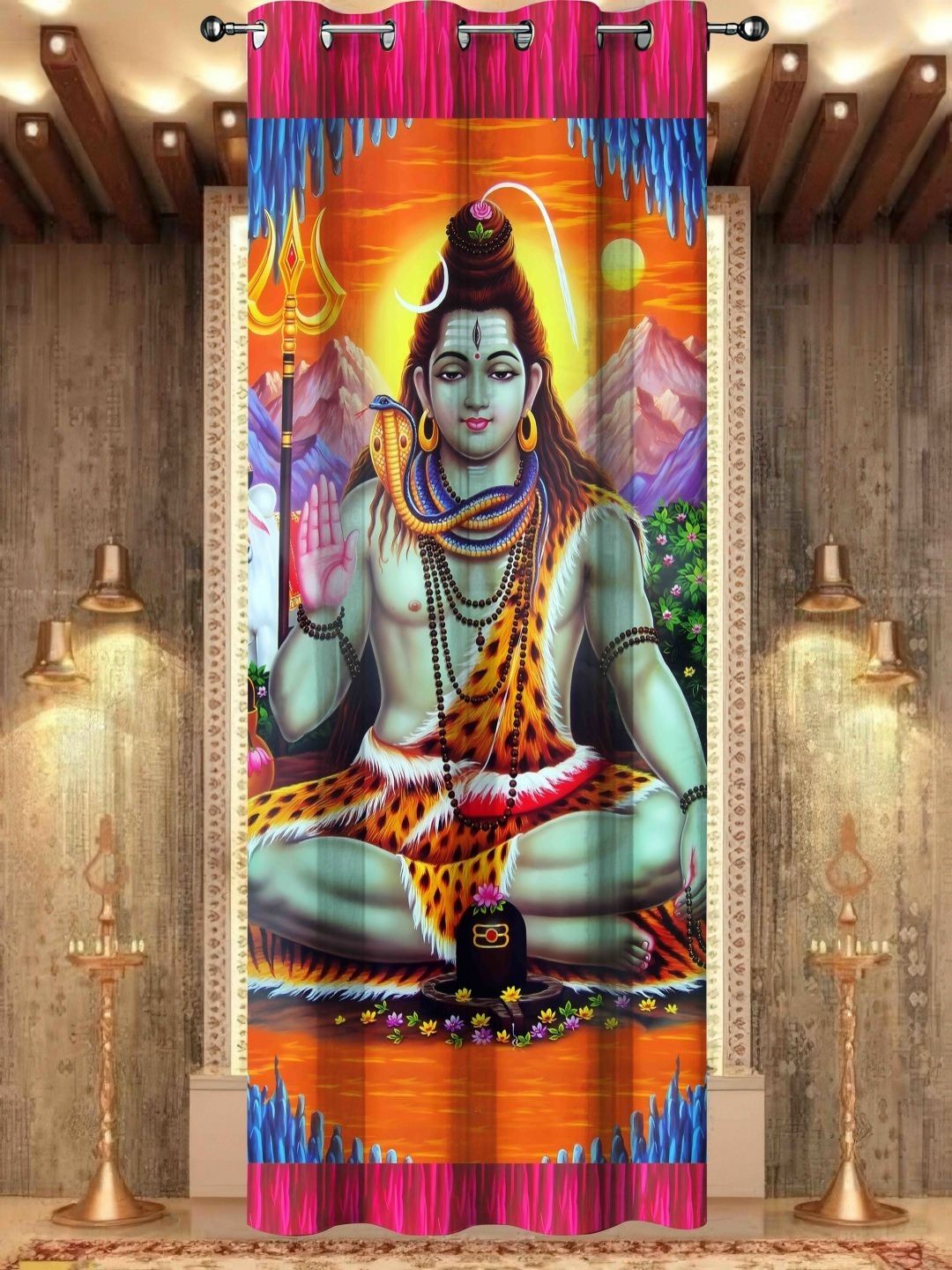 Aura Orange & Green Ethnic Motifs Door Curtain-image-46