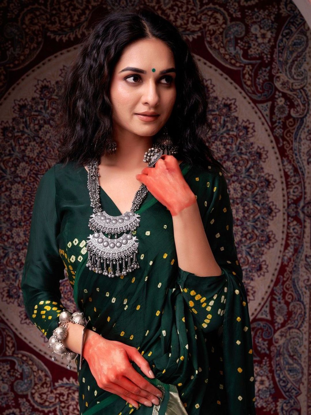 Taavi Bandhani Tie & Dye Woven Design Kanjeevaram Saree With Blouse Piece-picture-36