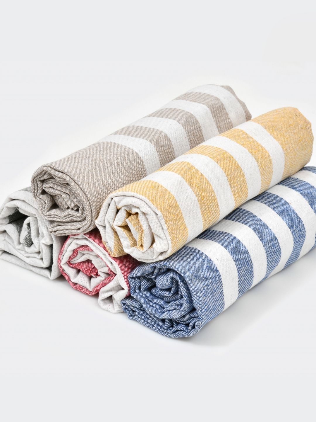 Aura 5Pcs White & Grey Striped Cotton Hand Towels