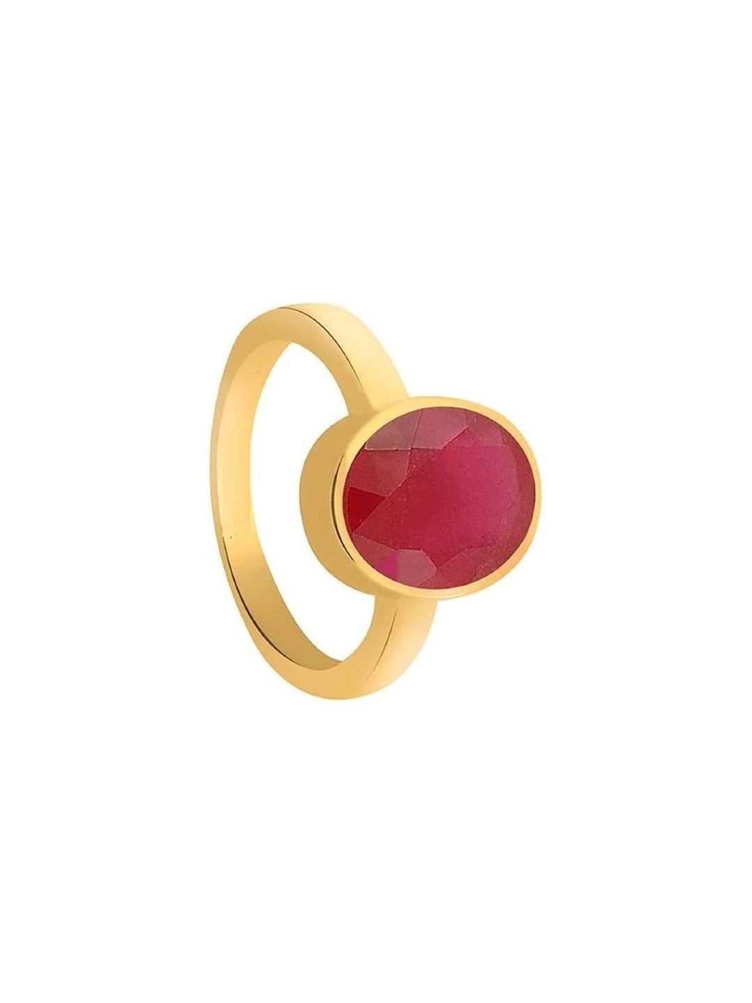 Sidharth Gems Gold Plated 7.25 Ratti 6.00 KT Ruby Stone Manik Studded Finger Ring-picture-37