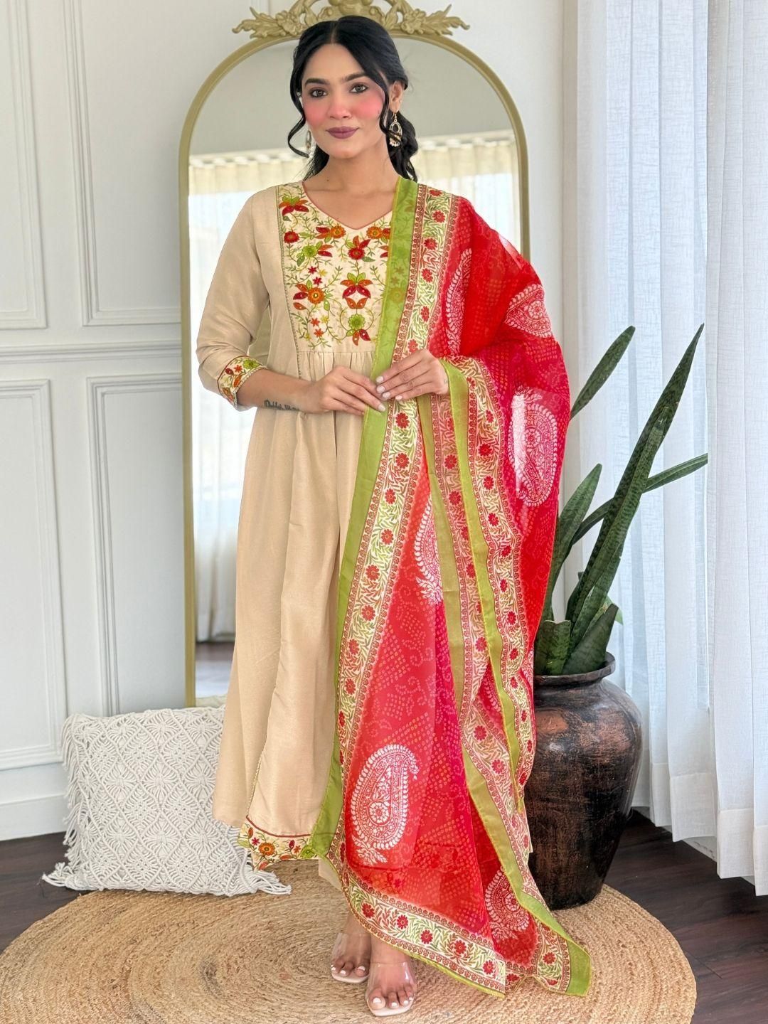 KALINI Women Embroidered A-Line Kurta Set