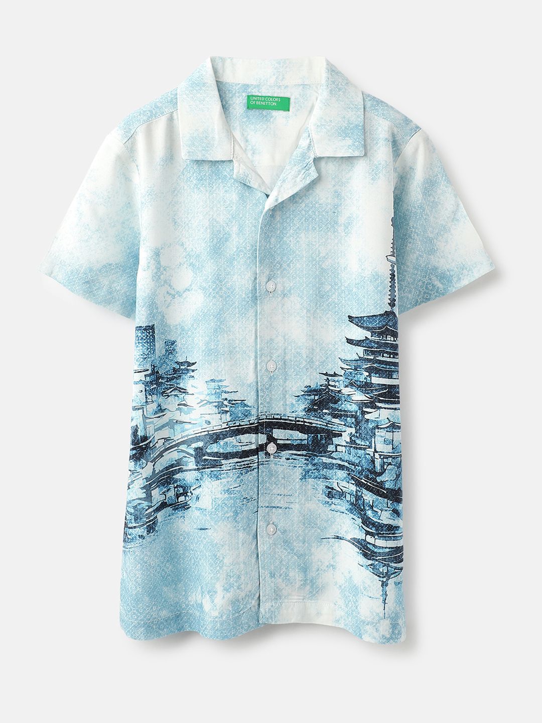 United Colors of Benetton Boys Regular Fit Floral Printed Casual Shirt