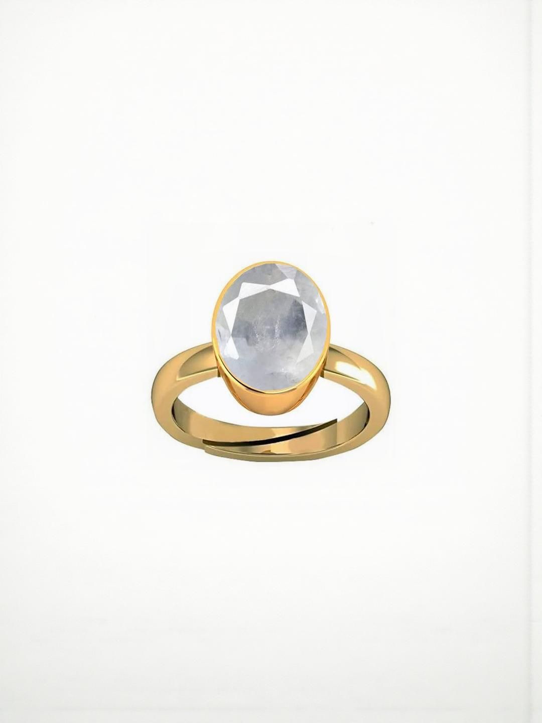 Sidharth Gems 7.25 Ratti White Sapphire Ribg Pukhraj Gold Plated Ring-picture-29