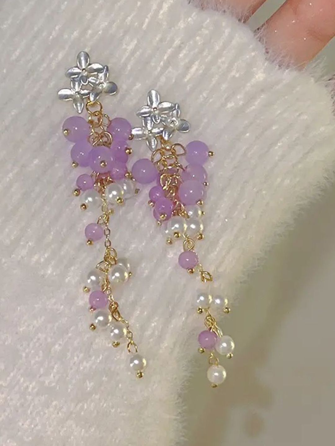 Estailo fashion Artificial Beads Beaded Contemporary Drop Earrings-picture-34