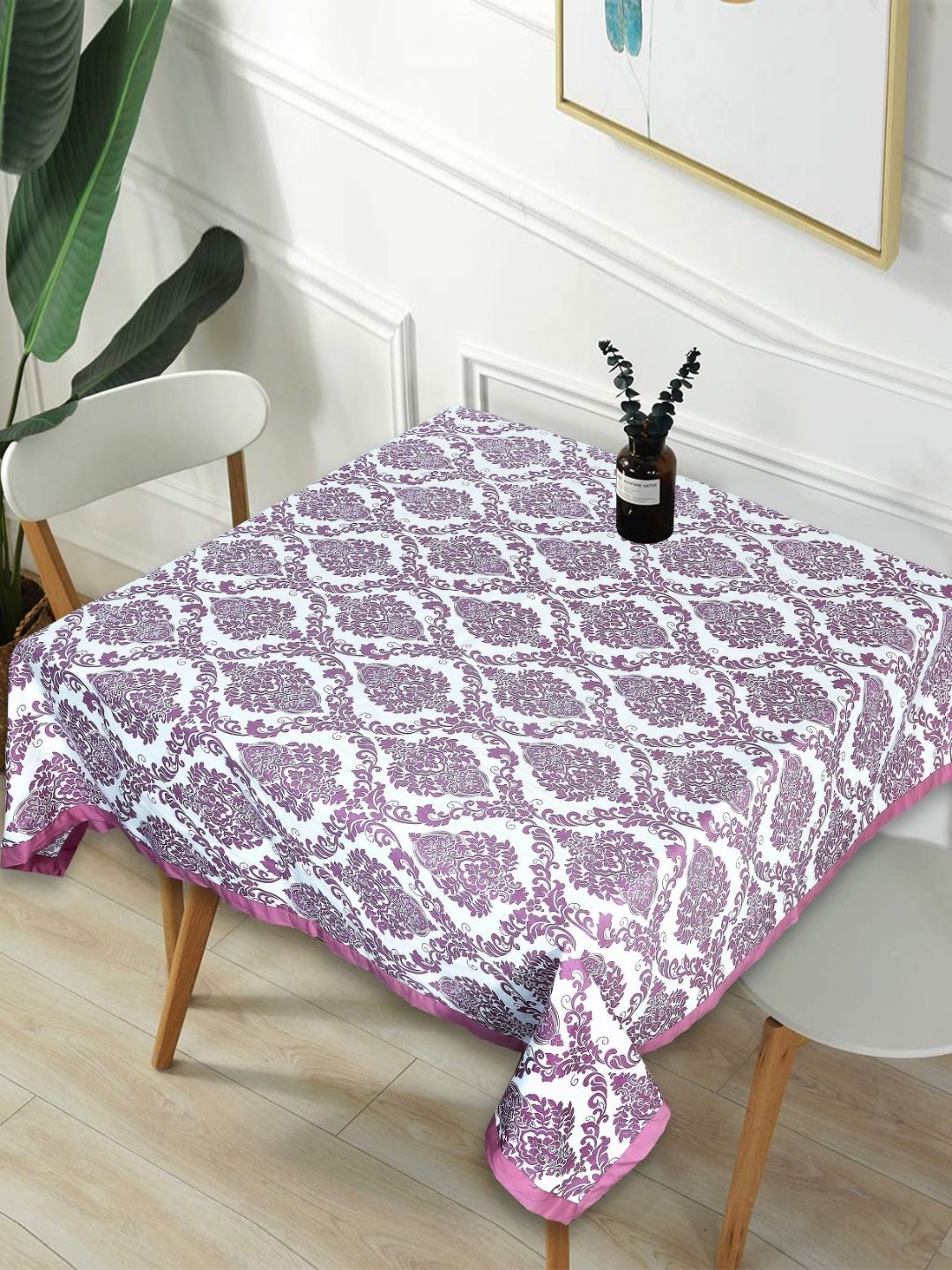 Texstylers Pink Ethnic Motifs Printed Anti-Slip 2-Seater Square Pure Cotton Table Cover-picture-16