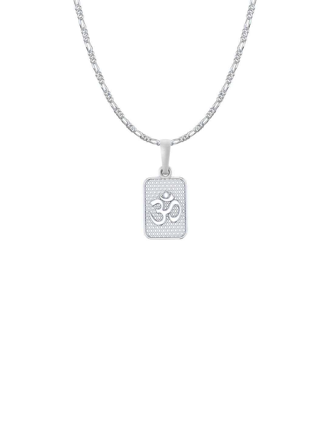 AKSHAT SAPPHIRE 925 Sterling Silver OM Pendant With Figaro Chain-picture-22