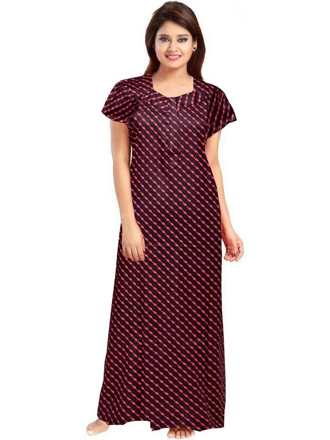 AAKARSHANA CREATION Brown Pure Cotton Maxi Printed Nightdress-picture-31
