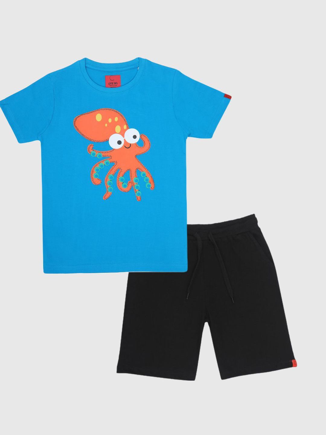 CHILINS Kids Graphic Printed Pure Cotton T-shirt with Shorts-picture-11